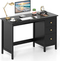 GOFLAME Computer Desk w/ 3 Drawers 48 Wide Writing Desk with Storage Laptop Study Desk w/Anti-tip Kit Modern Home Office Desk Wooden Workstation Vanity Table for Study OfficeBlack