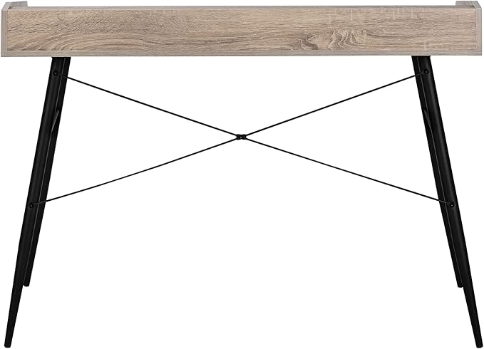 Penau Computer Desk for Home Office Modern Laptop Desk with Storage Shelves 47.25 l Dark Taupe Finish Black Metal Base