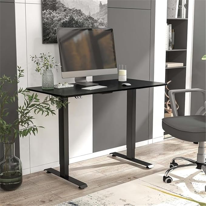 Furniture of America Tilah Metal Height Adjustable Office Desk in Black