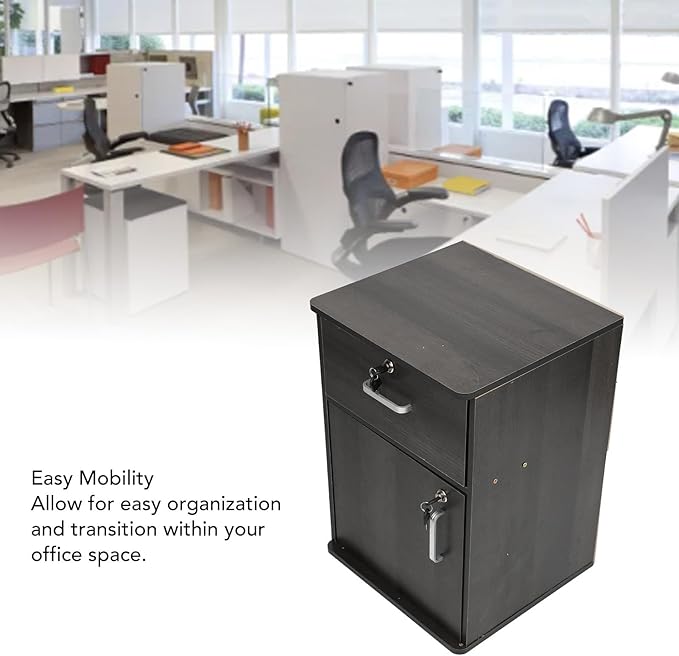Mobile File Cabinet Sturdy Locking Rolling File Cabinet for Home Office (Walnut Color)