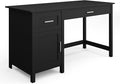 Martha Stewart Hutton Shaker Style Home Office Desk with Storage in Black with Brushed Nickel Hardware