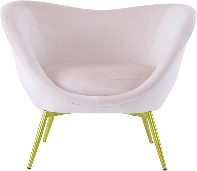 Modern Accent Chair for Living Room Lounge Chair for Bedroom with Gold Metal Legs Vanity Chair for Makeup Room Velvet Pink