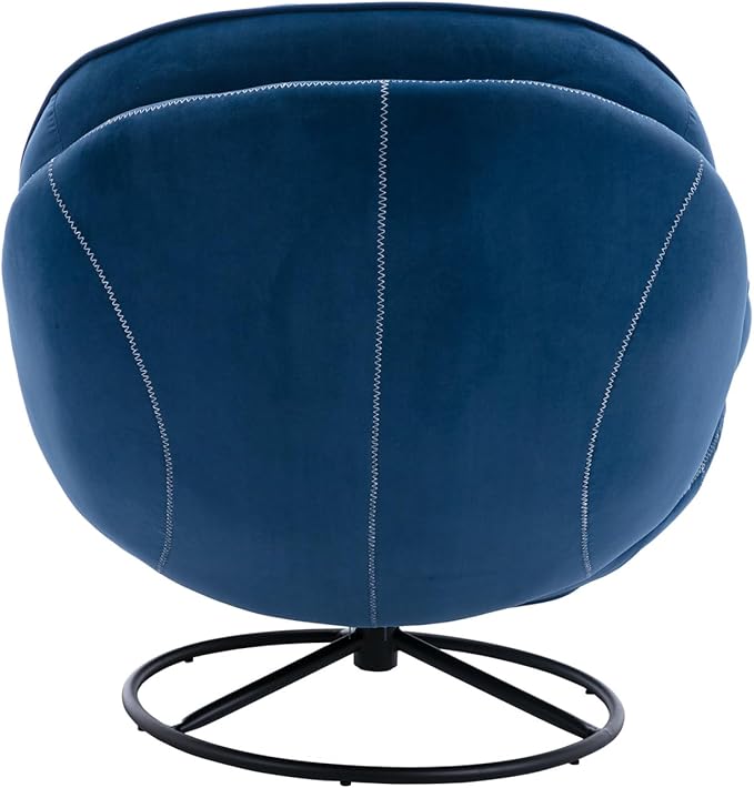Modern Swivel Accent Chair with Ottoman Velvet Lounge Chair with Footrest and Metal Base Comfy 360 Degree Swiveling Armchair Single Sofa Chair for Living Room Bedroom Blue