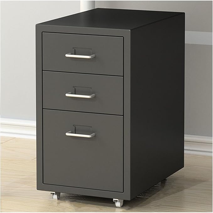 Mobile Metal Filing Cabinet Bathroom Cabinets Craft Storage Organization Locking Storage Dresser Cabinet with Wheels Makeup Drawer Unit for Closet/Bedroom/Office