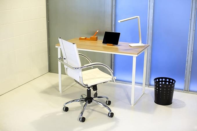 Safco Simple Design Table Desk with Sled Base  Beech Top White Legs (1943BHWH)