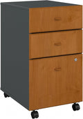 Bush Business Furniture Series A 3 Drawer Mobile File Cabinet Natural Cherry/Slate