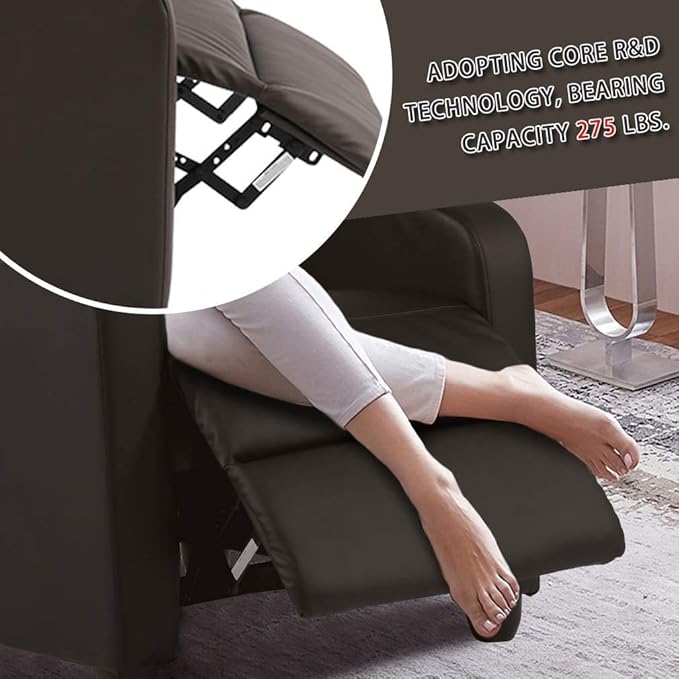 Recliner Chair Massage Chair Reclining Chair Sofa Lounge Chair Living Room Chair with Footrest PU Leather Reading Chair Lounge Chair for Home Room Brown