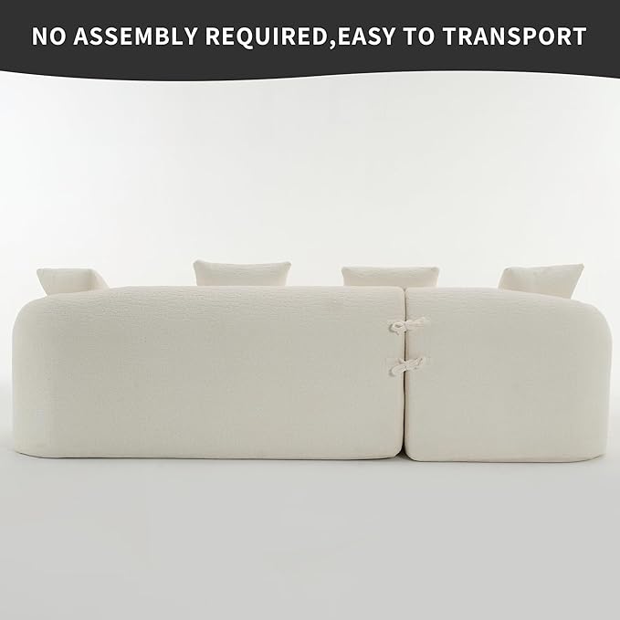 Ball &amp Cast 99 Modern Curved Sectional SofaFull Sponge Compression SofasCombining Chaise Longue with 3-Seater4 Seater Combined Couch W/ 4 Pillowsfor Living RoomApartmentWhite