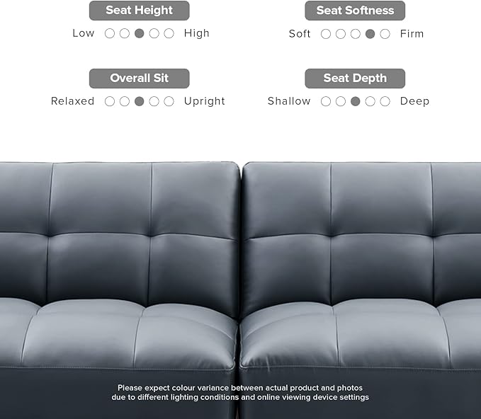 mopio Aaron 76.8 Couch Small Futon Sofa Bed Sleeper Loveseat Mid Century Modern Futon Couch Sofa Cama Couches for Living Room Bedroom (Cloud Gray Faux Leather)