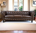 88.2 PU Leather Upholstered Chesterfield Couch Modern 3 Seater Sofa with Tufted Back and Square Arms Nailhead Sofa for Living Room/Office/Apartment/Small Space Black