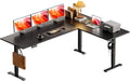 Casaottima 71 Inch Reversible Electric L Shaped Standing Desk Height Adjustable Corner Stand up Desk Ergonomic Large Lift Table for Home Office Workstation Reception Room Black
