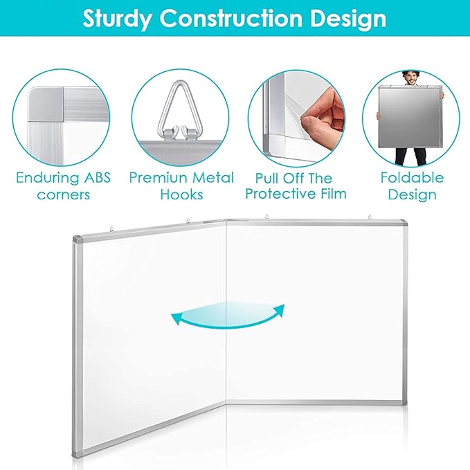 White Board Dry Erase 60x40 Large Magnetic Whiteboard Maxtek Dry Erase Boards for Wall Aluminum Presentation Wall-Mounted Marker Board with a Long Pen Tray for School Classroom Office &amp Home