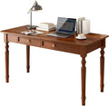 47 Solid Wood Executive Desk Walnut Large Dual Monitor Workstation Full-Extension Drawers