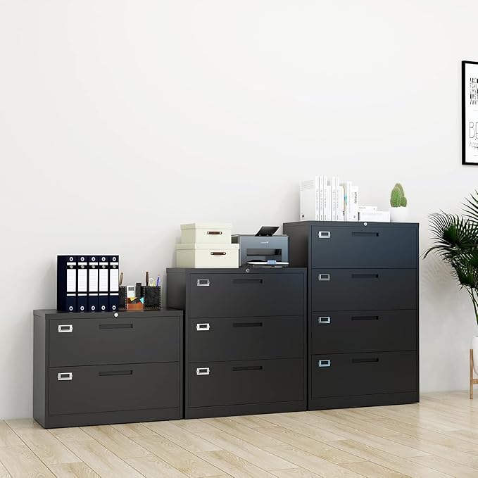 Lateral File Cabinet with Lock 2 Drawer Large Metal Filing CabinetHome Office Lockable Storage Cabinet for Hanging Files Letter/Legal/F4/A4 Size-Assembly Required