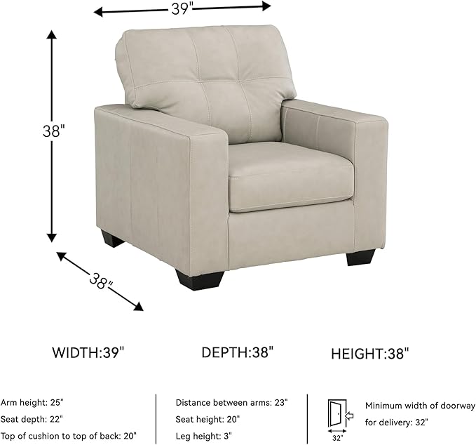Signature Design by Ashley Santorine Classic Leather Match Upholstered Chair Beige