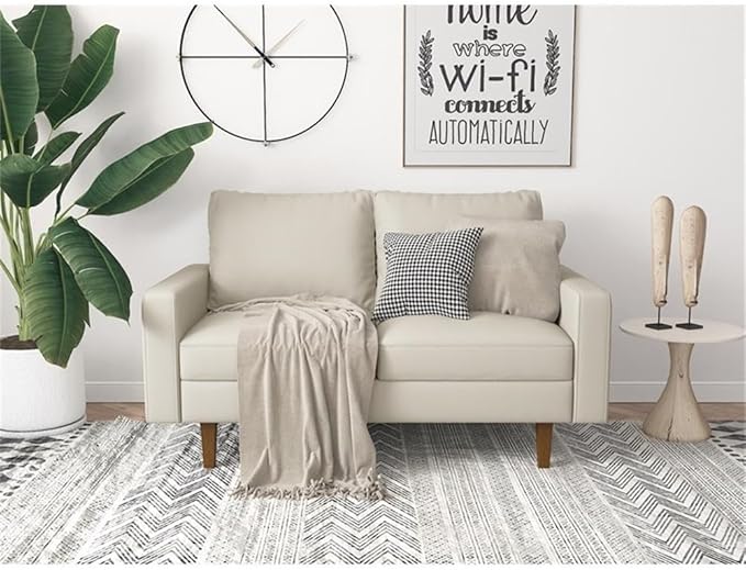 Aneley Faux Leather Living Room Loveseat in White