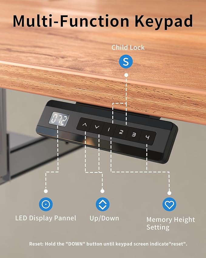 FEZIBO Standing Desk with Keyboard Tray 55 x 24 Inch Adjustable Height Sit Stand Desk with Memory Presets for Home Office Ergonomic Computer Workstation Light Rustic