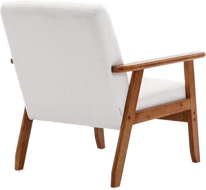 Leisure Chair with Solid Wood Armrest and Feet Mid Century Modern Accent Chair for Living Room Bedroom Studio Chair WX145