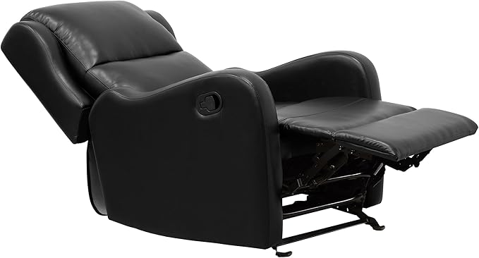 Lexicon Manual Glider Recliner Chair Reclining Sofa Chair Home Theater Seating Manual Glider Recliner for Living Room/Office/Apartment Easy Assembly Black Faux Leather