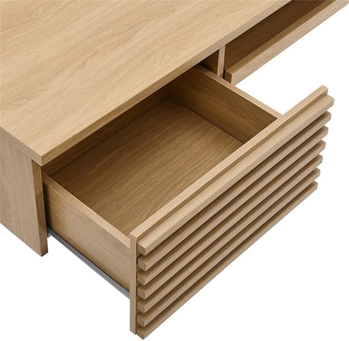 Modway Render Wall Mount Particleboard and Wood Office Desk in Oak