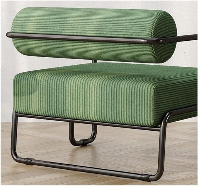 Direct Wicker Living Room Sling Accent Armchair Metal Sofa Chair Balcony Leisure Chair(Green)