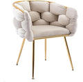HomVent Makeup Desk Chair Vanity ChairLuxury Knitting Home Office Chair with Arms and Golden Metal Leg for Bedroom Living Room Vanity Dining Room