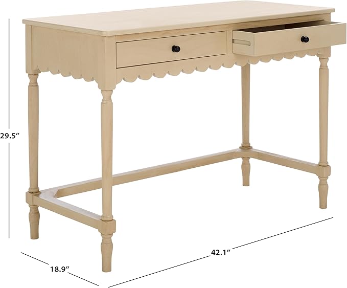 SAFAVIEH Home Collection Haven Farmhouse Country Cottage Natural Brown 2-Drawer Desk Console Table for Entryway Living Room Home Office