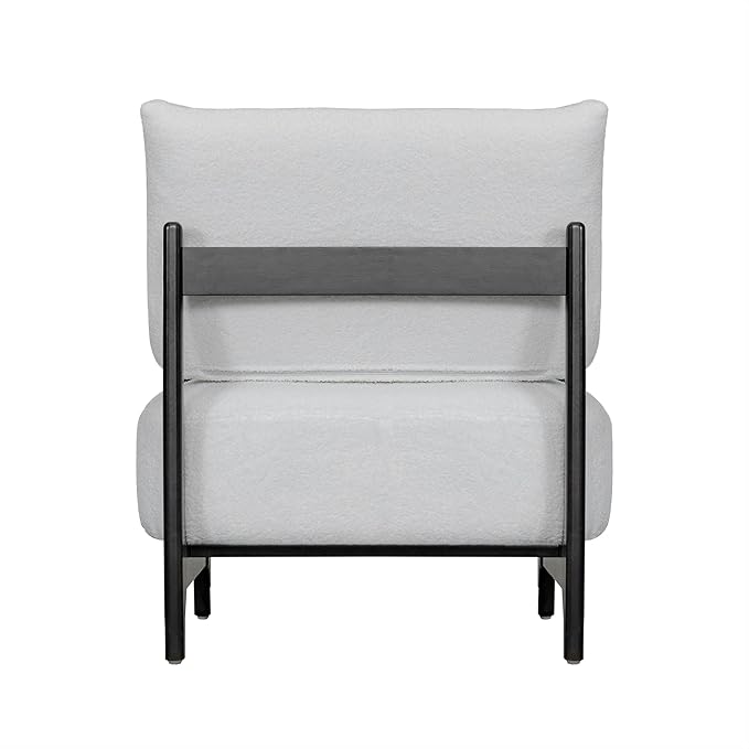 Modern Living Room Accent Chair Teddy Fleece Solid Rubberwood Frame Contemporary Lounge Seating for Reading Corner (White)