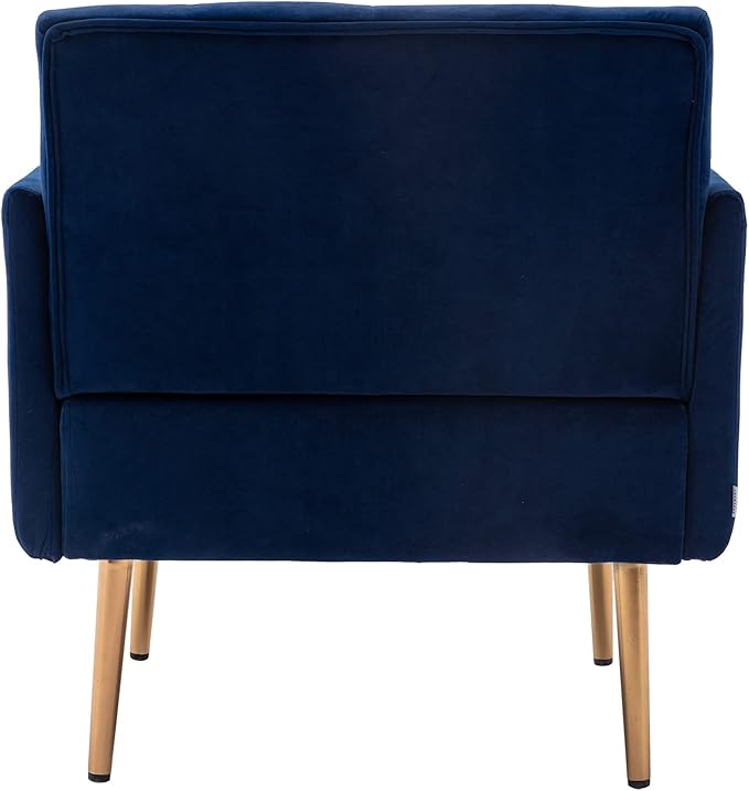 Modern Accent Chair Upholstered Single Sofa Arm Chair for Living Room and Bedroom Upholstered Comfy Armchair Chair with Solid Tapered Metal Legs (Navy)