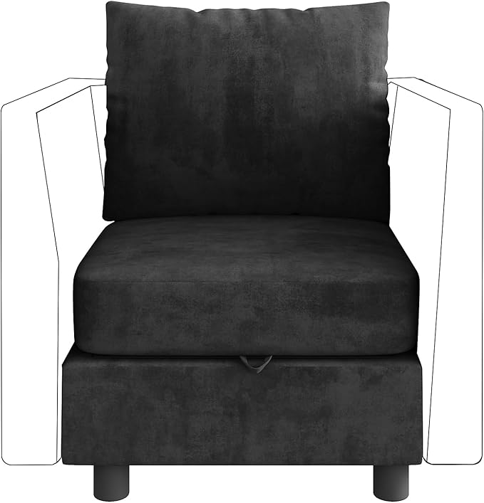 YOUDENOVA Middle Seat Module with Storage for Modular Sectional Sofa Accent Armless Chair Free Combination Dark Grey