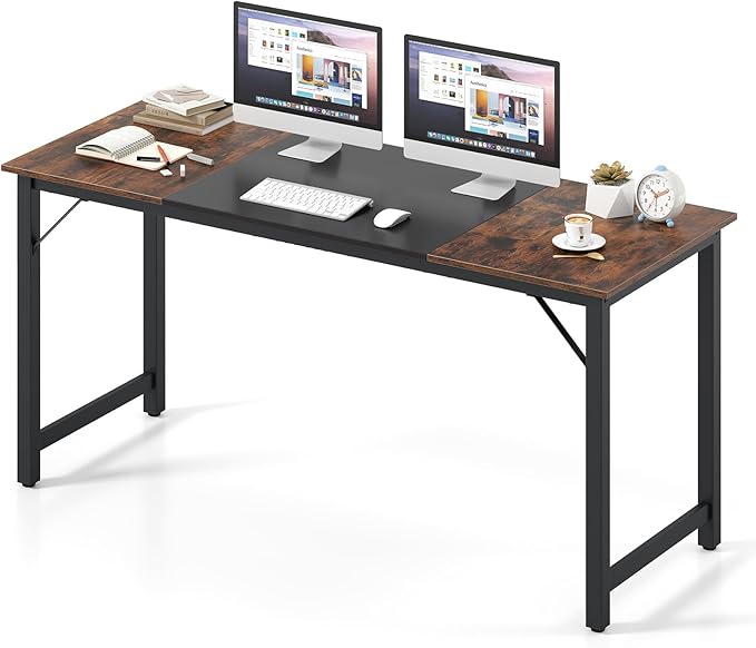 GOFLAME 63” Computer Desk Heavy Duty Metal Frame Laptop Table Writing PC Table Rectangle Home Office Desk Conference Table Meeting Room Boardroom Desk Working Task Desk for Bedroom Study
