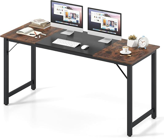 GOFLAME 63” Computer Desk Heavy Duty Metal Frame Laptop Table Writing PC Table Rectangle Home Office Desk Conference Table Meeting Room Boardroom Desk Working Task Desk for Bedroom Study