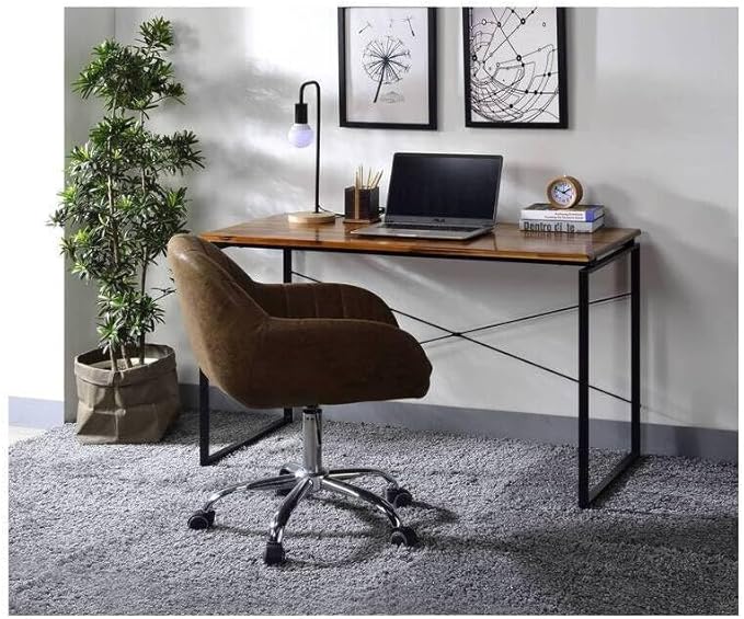 Maykoosh Desk with Metal Base Modern Computer Table for Home Office - Oak &amp Black