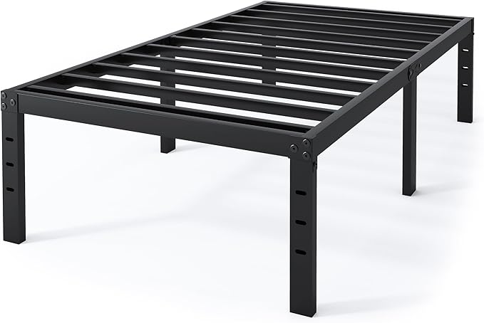 Twin Bed Frame - 18 in Sturdy Platform Bed Frame Twin Size Heavy Duty Metal Bed Frame No Box Spring Needed Quick &amp Easy Assembly No Noise Black