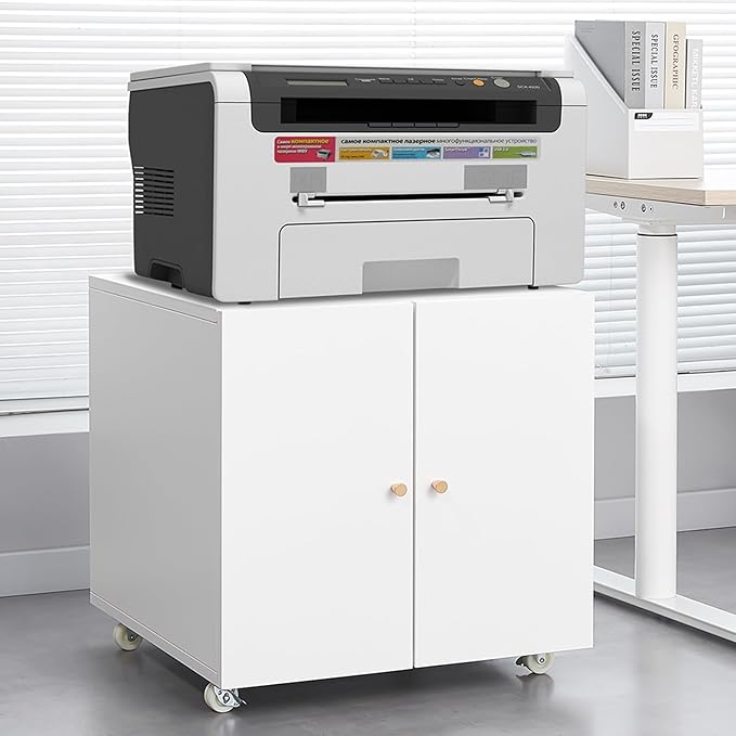 Epinki 2 Tier White Cabinet Metal File Cabinet 23.62 L x 23.62 W x 23.62 H