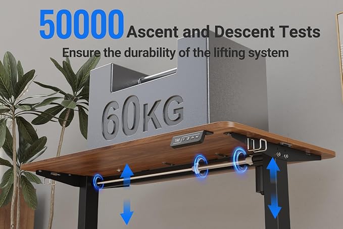 Standing Desk Height Adjustable Electric Desk 47.2 x 23.6 Inches Sit Stand up Desk Computer Home Office Desk Memory Preset with Two-Piece Desktop (Dark Walnut Look 48 x 24 Inches)