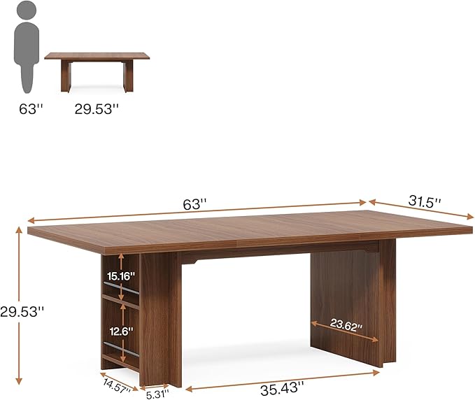 Tribesigns 62.99-Inch Computer Desk Modern Executive Office Desk Large Long Writing Table with Storage Shelves for Office Study Room (Brown)