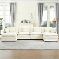 KIVENJAJA Oversized U-Shaped Cloud Modular Sectional Sofa Modern Chenille 4-Seater Deep Seat Couch with 2 Ottomans/Chaises &amp 6 Pillows for Living Room Office 146.5”W Beige