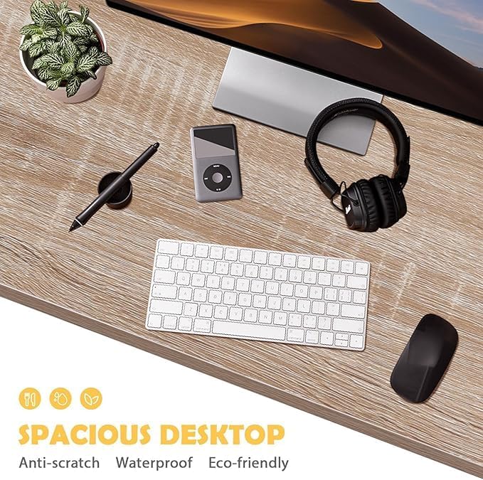 Gaming Desk39 Inch DeskOffice DeskMulti-Function Writing TableDesks for Small SpacesModren Simple Style DeskMetal Frame Office DeskAdjustable Leg PadsNature
