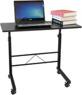 YUNWANG Side Table Mobile Standing Computer Desk with WheelsSnack Side Table with Castors End Table Adjustable Height Portable Laptop Table for Home Office Bed Sofa (31.50 L x 18.11 W Black)