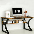 Computer Desk 55 X 23.6 inch Home Office Computer Desks w/Deeper Desktop Study Student Desk Writing Work Table w/Storage Shelf (55Inch/Brown)