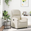 Cream Faux Leather Recliner Chair Manual Reclining Armchair for Living Room Padded Reading Lounge Chair 242.5 lb Capacity 34.1 x 28.0 x 39.2 in