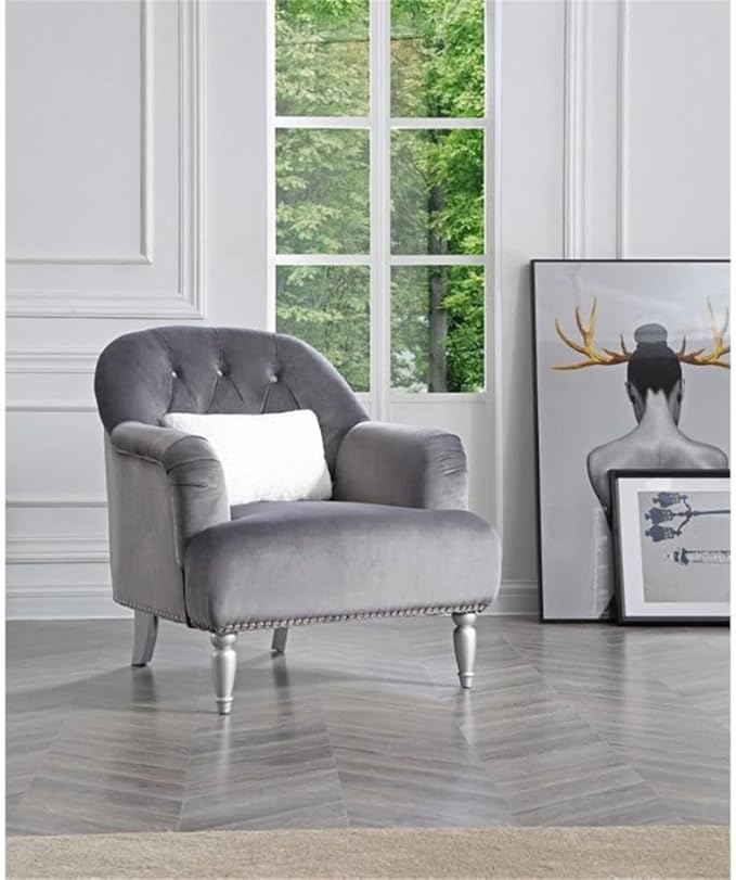 Glory Furniture Jewel Velvet Chair in Gray