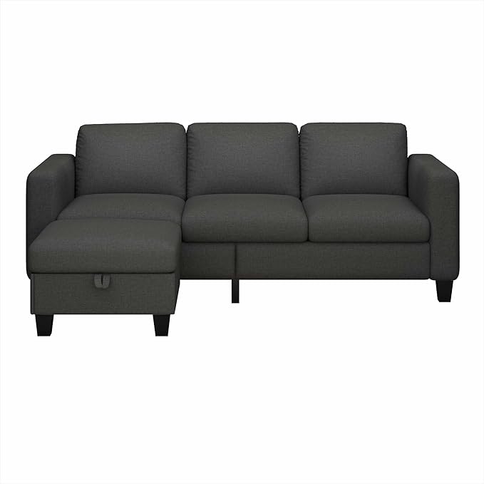 Small Sectional Sofa Couch L Shaped Sectional Grey Couch in a Box Small Couches with Ottoman 3 Seater Sofa for Living Room Apartment Dorm Office