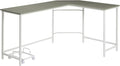 Modern L-Shaped Corner Desk - Grey and White Maximize Space with Computer Holder - Home Office Workstation