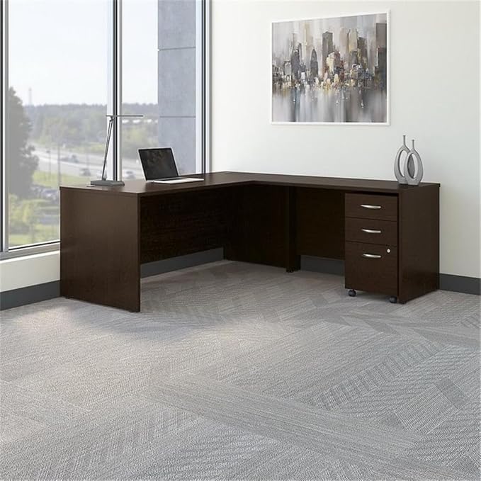 Bush Business Furniture Office in an Hour 2 Person Straight Cubicle Desks with Storage Drawers and Organizers in Hansen Cherry | Double Workstation Set with Privacy Panels for Commercial Workspace
