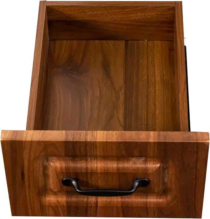 L-Shaped Corner Computer Desk with Bookshelf and Hutch Home Office Desk with Drawer Storage Cabinets Open Shelves and Drawer Work Desk for Bedroom Living Room Anti-Tip Device (Walnut)