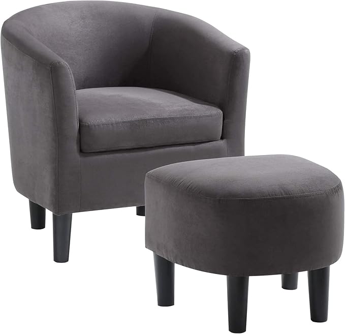 Convenience Concepts Take a Seat Churchill Accent Chair with Ottoman Dark Gray Microfiber