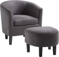Convenience Concepts Take a Seat Churchill Accent Chair with Ottoman Dark Gray Microfiber