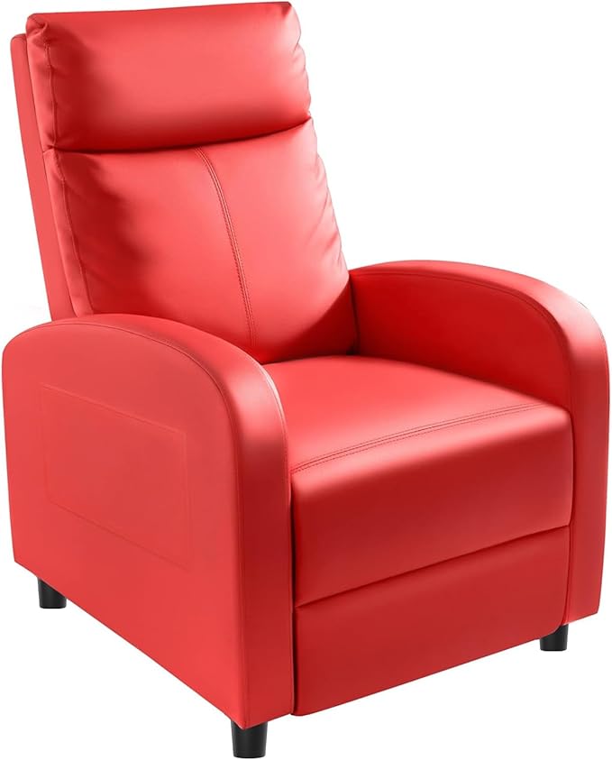 Homall Recliner Chair Recliner Sofa for Adults Recliners Home Theater Seating with Lumbar Support Reclining Sofa Chair for Living Room (Leather Red)